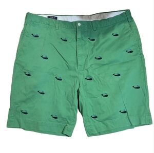 Polo Ralph Lauren Green Shorts with Embroidered Blue Whales Size 44 EUC